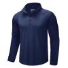 CRYSULLY Men's Running Shirt Long Sleeve Quarter Zip Pullover Moisture Wicking Quick Drying Workout Shirts Navy L view 1