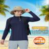 CRYSULLY Men's Running Shirt Long Sleeve Quarter Zip Pullover Moisture Wicking Quick Drying Workout Shirts Navy L view 3