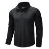 CRYSULLY Men's Sun Protection T Shirt 1 4 Zip Long Sleeve Fishing Rash Guard Performance Pullover Black XL view 1