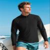CRYSULLY Men's Sun Protection T Shirt 1 4 Zip Long Sleeve Fishing Rash Guard Performance Pullover Black XL view 2