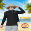 CRYSULLY Men's Sun Protection T Shirt 1 4 Zip Long Sleeve Fishing Rash Guard Performance Pullover Black XL view 3