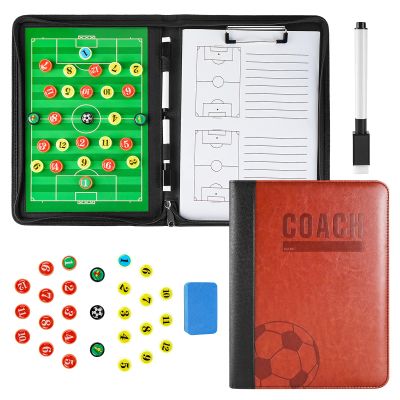Pure Vie Football Coaches Tactical Board, Portable Soccer Magnetic Tactics Strategy Notebook Football Coaching Clipboard - Sport Training Assistant Equipment KIt with Player Markers, Pen and Eraser