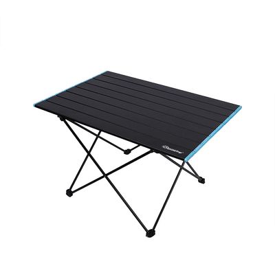 UNISTRENGH Foldable Camping Table Portable Camping Side Tables Ultralight Waterproof Aluminum Alloy Table Top with Carrying Bag for Picnic Camp Beach Outdoor BBQ Cooking (Black-Large)