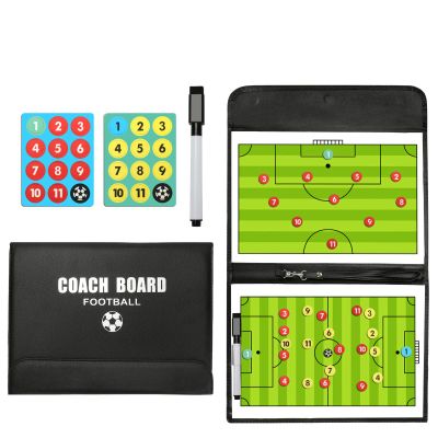 Football Coaches Tactical Board, Pure Vie Portable Soccer Magnetic Tactics Strategy Notebook Football Coaching Clipboard - Sport Training Assistant Equipment KIt with Player Markers, Pen and Eraser