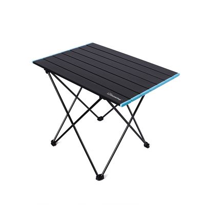 UNISTRENGH Foldable Camping Table Portable Camping Side Tables Ultralight Waterproof Aluminum Alloy Table Top with Carrying Bag for Picnic Camp Beach Outdoor BBQ Cooking (Black-Medium)