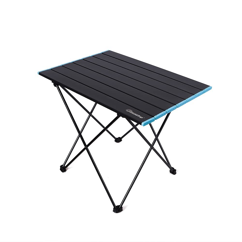 UNISTRENGH Foldable Camping Table Portable Camping Side Tables Ultralight Waterproof Aluminum Alloy Table Top with Carrying Bag for Picnic Camp Beach Outdoor BBQ Cooking (Black-Medium)