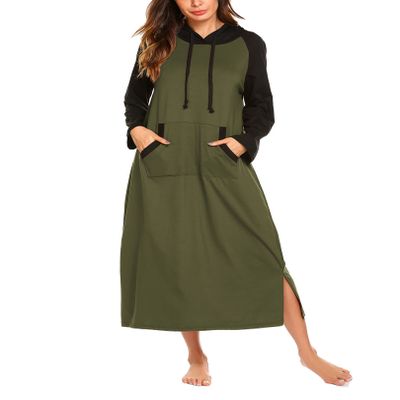 Ekouaer Nightgowns for Women Cotton Nightgown Long Sleeve Hooded Night Gown