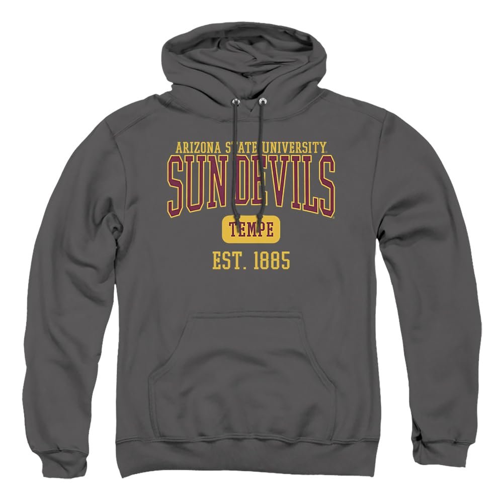 ASU Sun Devils Arizona State Official Est. Date Unisex Adult Pull-Over Hoodie,Charcoal, Large