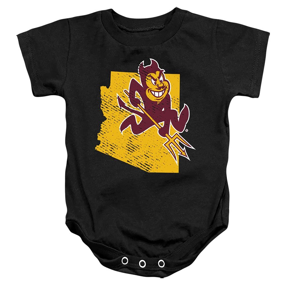 ASU Sun Devils Arizona State Official State Shape Unisex Infant Snap Suit for Baby,Black, 12 Months