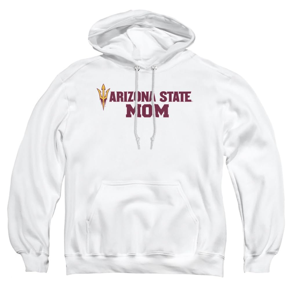 ASU Sun Devils Arizona State Official Mom Unisex Adult Pull-Over Hoodie,White, Small