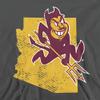 ASU Sun Devils Arizona State Official State Shape Unisex Youth Pull-Over Hoodie,Charcoal, Medium view 2