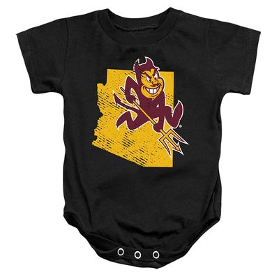 ASU Sun Devils Arizona State Official State Shape Unisex Infant Snap Suit for Baby,Black, 18 Months