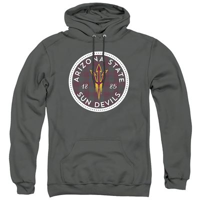 ASU Sun Devils Arizona State Official Plaid Badge Unisex Adult Pull-Over Hoodie,Charcoal, X-Large