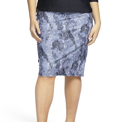 Shira Modest Woman Tznius Athletic Midi Swim Skirt - Modest Fashion Tznius Dresses for Women Tennis, Beach, Sports, Midi Lenght UPF 50+ Sun Protection (Silver Snaked - Size Small)