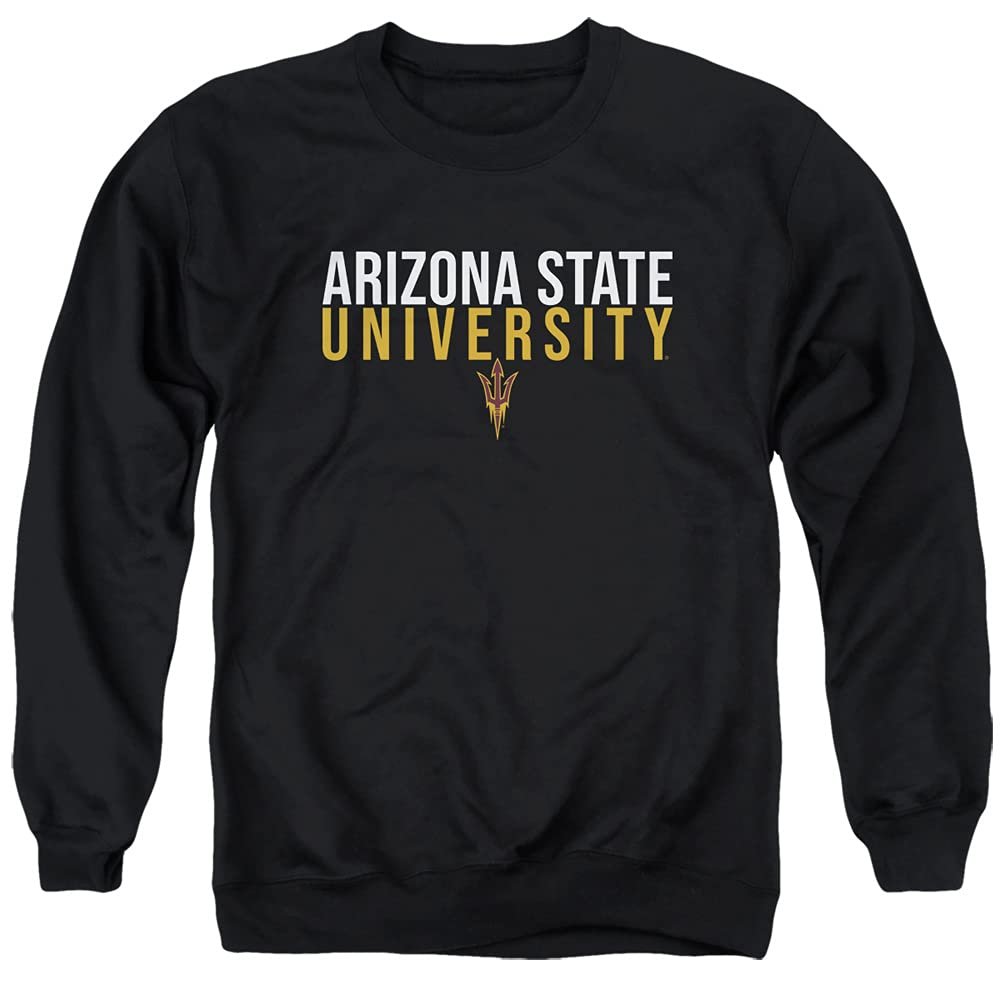 ASU Sun Devils Arizona State Official Stacked Unisex Adult Crewneck Sweatshirt,Black, X-Large