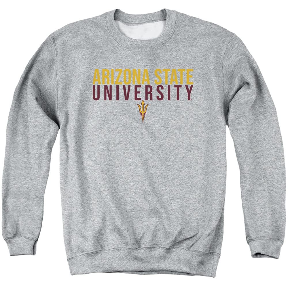 ASU Sun Devils Arizona State Official Stacked Unisex Adult Crewneck Sweatshirt,Athletic Heather, 3X-Large