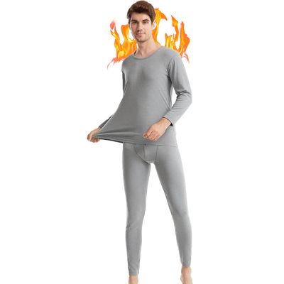 Mens Thermal Underwear Set Long Johns Thermals for Men Base Layer Top & Bottom Ultra Soft Sets Gifts for Men with Box Grey X-Large