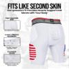 Exxact Sports Elite 5-Pad Adult Football Girdle for Men with Cup Pocket, Padded Compression Shorts with Integrated Hip, Thigh, Tailbone Pads, Men's Girdle Football (A4XL, Patriot) view 4