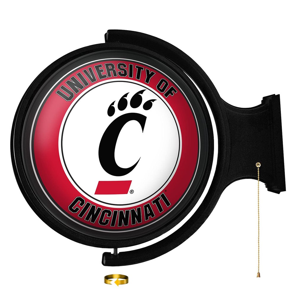 Cincinnati Bearcats: Round Rotating Lighted Wall Sign - College Decor for Home, Game Room, Fan Cave & Garage - USA Made