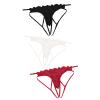 3 Pack Briefs for Women's Sexy Panties Lace Open Thong G-Pants Lingerie Modal Underwear Mid-Waist Underpants view 1