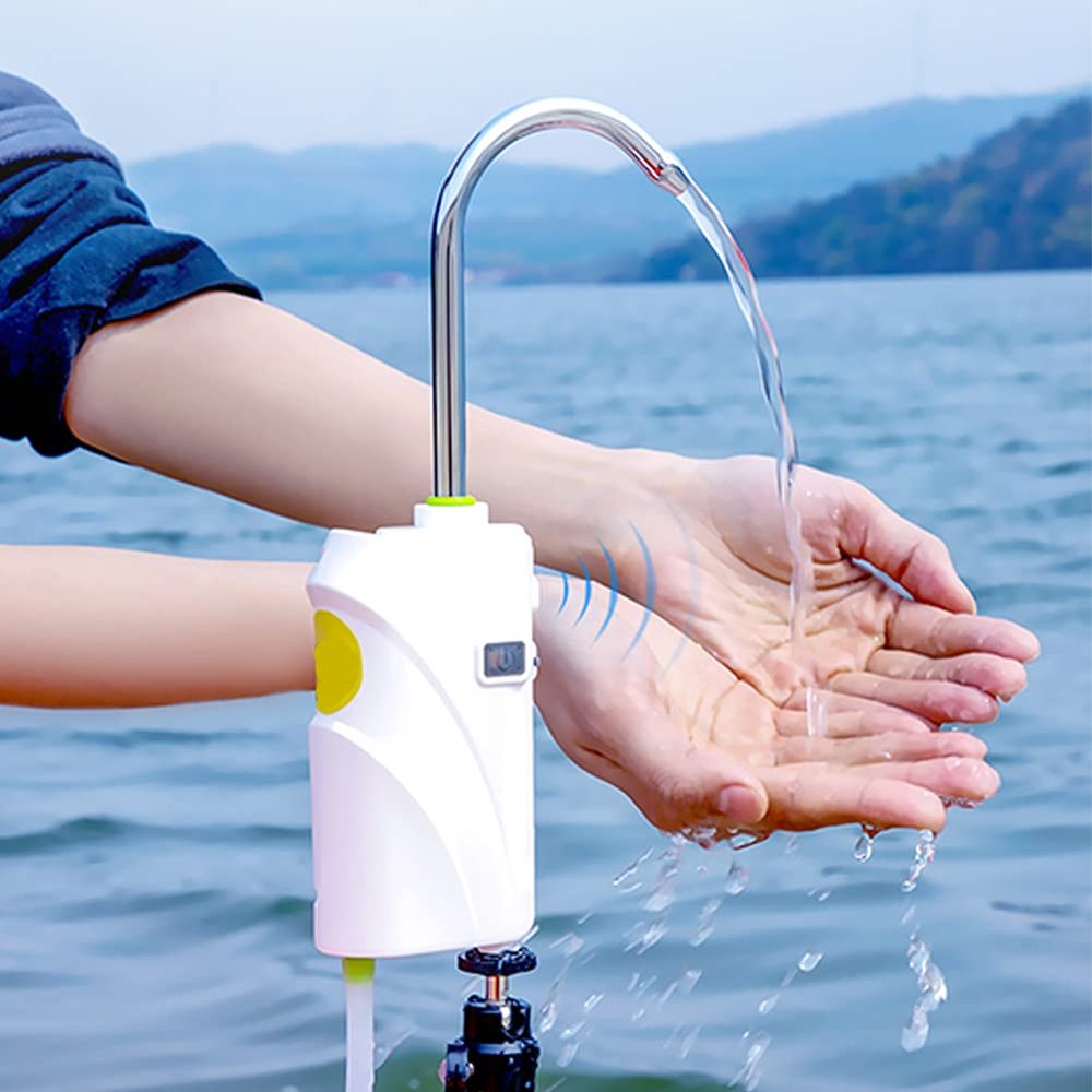 FFYUE Intelligent Induction Fishing Water Dispenser, Fish Pond Aerator, Automatic Water Pump, Fishing Hand Washing, Outdoor Light, Free Hands,White
