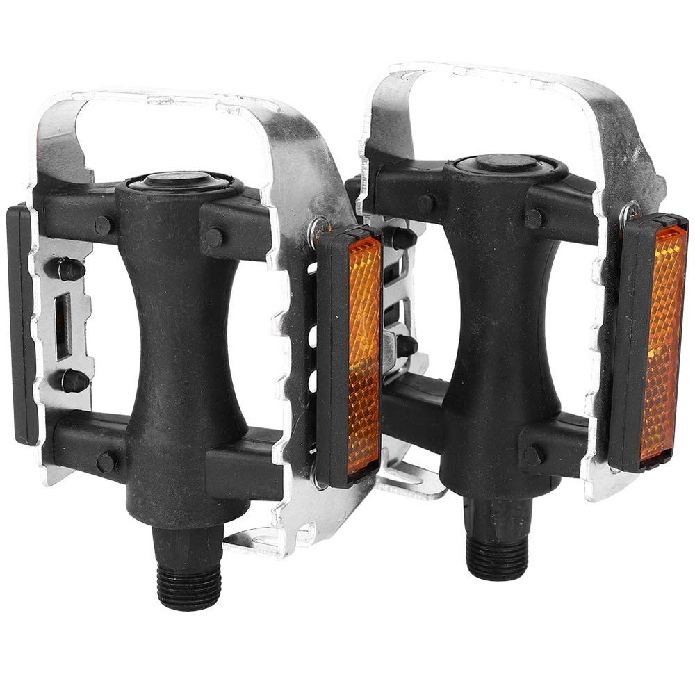 Bike Pedals, Lightweight Anti-Skid Black Mountain Bike Pedals, Alloy + Plastic for Mountain Bike Racing Bike