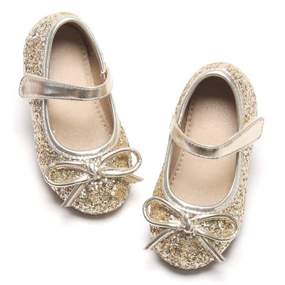 Otter MOMO Toddler/Little Girls Mary Jane Ballerina Flats Shoes Slip-on School Party Gold Dress Shoes Size 8