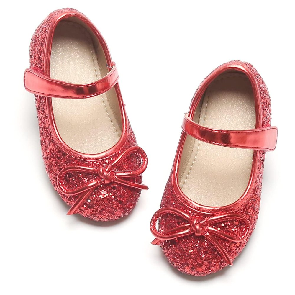 Otter MOMO Toddler/Little Girls Mary Jane Ballerina Flats Shoes Slip-on School Party Red Dress Shoes Size 12