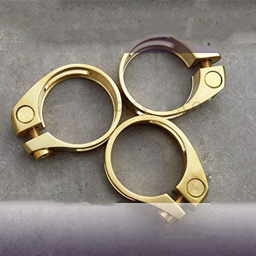 31.8/34.9mm Bicycle Titanium Alloy Seatpost Holder Clip Bike Ti Seat Post Clamp (Golden, 31.8mm)