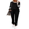 Aloodor Travel Outfits for Women Two Piece Comfiest Airport Outfits Sweatsuits Sets Loose Fitting Drawstring Sweatpants Beach Vacation Clothes Fall Fashion Must Haves Black M view 2