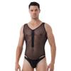 easyforever Mens See Through Mesh Suspenders Wrestling Singlet Leotard Thong Bodysuit Jumpsuit Black Small view 2