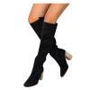 Hbeylia Women's Thigh High Boots Fashion Casual Suede Over The Knee Block High Heels Long Sexy Pointed Toe Tall Boots for Women Ladies (Black, 7.5) view 1