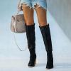 Hbeylia Women's Thigh High Boots Fashion Casual Suede Over The Knee Block High Heels Long Sexy Pointed Toe Tall Boots for Women Ladies (Black, 7.5) view 4