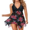 Holipick Women Two Piece Swim Dress Swimsuit Halter Bathing Suit Dress Mesh Tankini Top with Tummy Control Shorts view 1