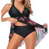Holipick Women Two Piece Swim Dress Swimsuit Halter Bathing Suit Dress Mesh Tankini Top with Tummy Control Shorts view 2