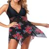 Holipick Women Two Piece Swim Dress Swimsuit Halter Bathing Suit Dress Mesh Tankini Top with Tummy Control Shorts view 4
