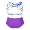 Hansber Kids Girls 1 Piece Bikini Swimwear Floral Printed Tanks Leotard Hight Cut Beachwear Sets Purple 14 Years view 2
