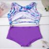 Hansber Kids Girls 1 Piece Bikini Swimwear Floral Printed Tanks Leotard Hight Cut Beachwear Sets Purple 14 Years view 4