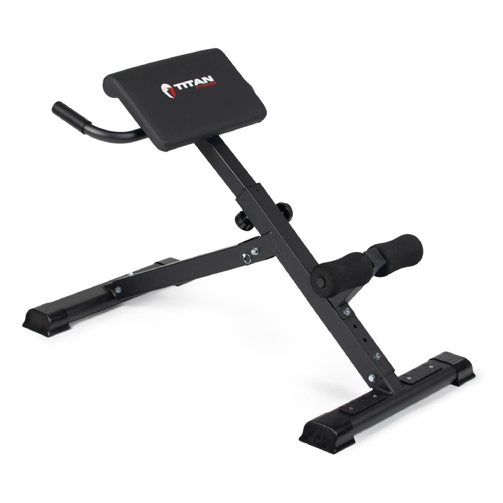 Titan Fitness Hyper Back Extension Bench - Roman Chair, Rated 250 LB, Specialty Upper Body Workout for Home & Garage Gym, Strengthen Lower Back, Glutes, Core