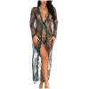 Lingerie for Women Sexy Long Cardigan Gown Lace Mesh Skirt Teddy Bodysuit Dress Nightgown See-Through Robe view 1
