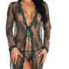 Lingerie for Women Sexy Long Cardigan Gown Lace Mesh Skirt Teddy Bodysuit Dress Nightgown See-Through Robe view 4