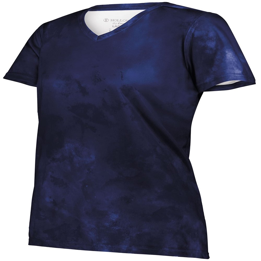 Holloway Women's Ladies Stock Cotton-Touch Poly Tee, Navy Cloud Print, Large