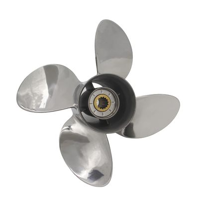 ARKDOZA 4 Blades Propeller 13x19 Fits for Suzuki Outboard 50HP-130HP Stainless Steel Prop SS 15 Tooth Right Rotation