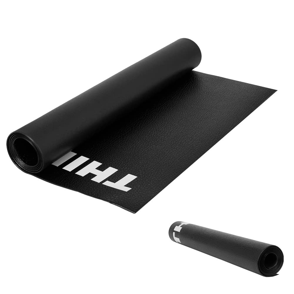 Thinvik Bike Mat for Peloton Spinning Bike & Wahoo Kickr 3072in Bicycle Trainer Mat for Cycleops Rowe Indoor Cycling Exercise Stationary Bike mat with Stone Texture (Updated 6mm)