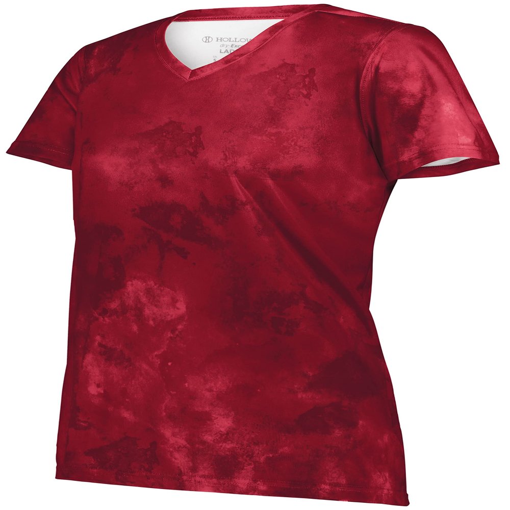 Holloway Women's Ladies Stock Cotton-Touch Poly Tee, Scarlet Cloud Print, Small