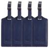 4 Pack Leather Luggage Travel Bag Tags by Travelambo (Deep Blue) view 1