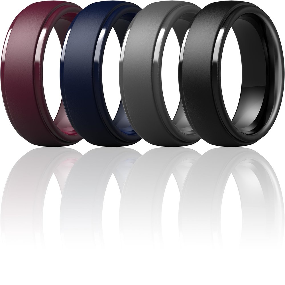ThunderFit Silicone Mens Wedding Rings, 10mm Wide 2.5mm Thick Rubber Wedding Bands-Variety Multipack 1-7