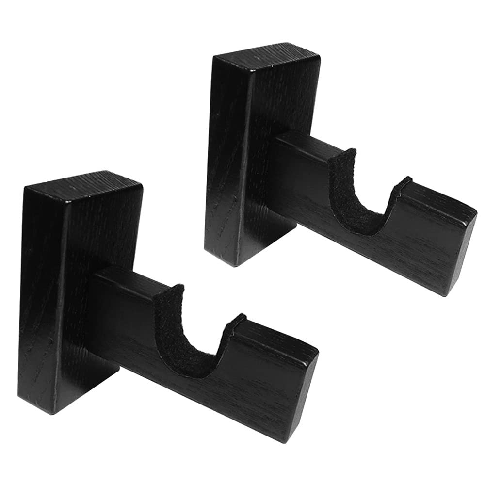 2Pieces Hockey Stick Display Wall Mount - Horizontal Wood Hanger Rack, Bracket (Black)