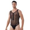 easyforever Mens See Through Mesh Suspenders Wrestling Singlet Leotard Thong Bodysuit Jumpsuit Black 5X-Large view 3
