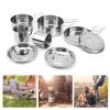 01 Camping Cookware Mess Kit, Camp Accessories Equipment Stainless Steel Camping Cookware Kit 8Pcs for Hiking for Backpacking for Outdoor for Picnic view 1